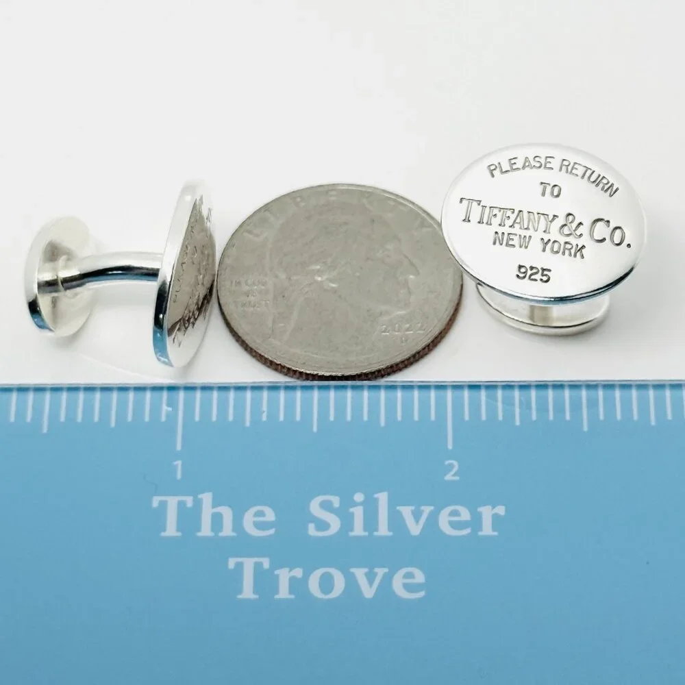 Please Return to Tiffany Oval Cufflinks in Sterling Silver
